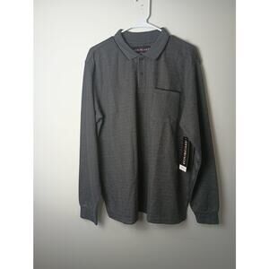 Vtg Fourcast Men's NWT Polo Long sleeve Shirt Size Large Gray Gift Holiday‎